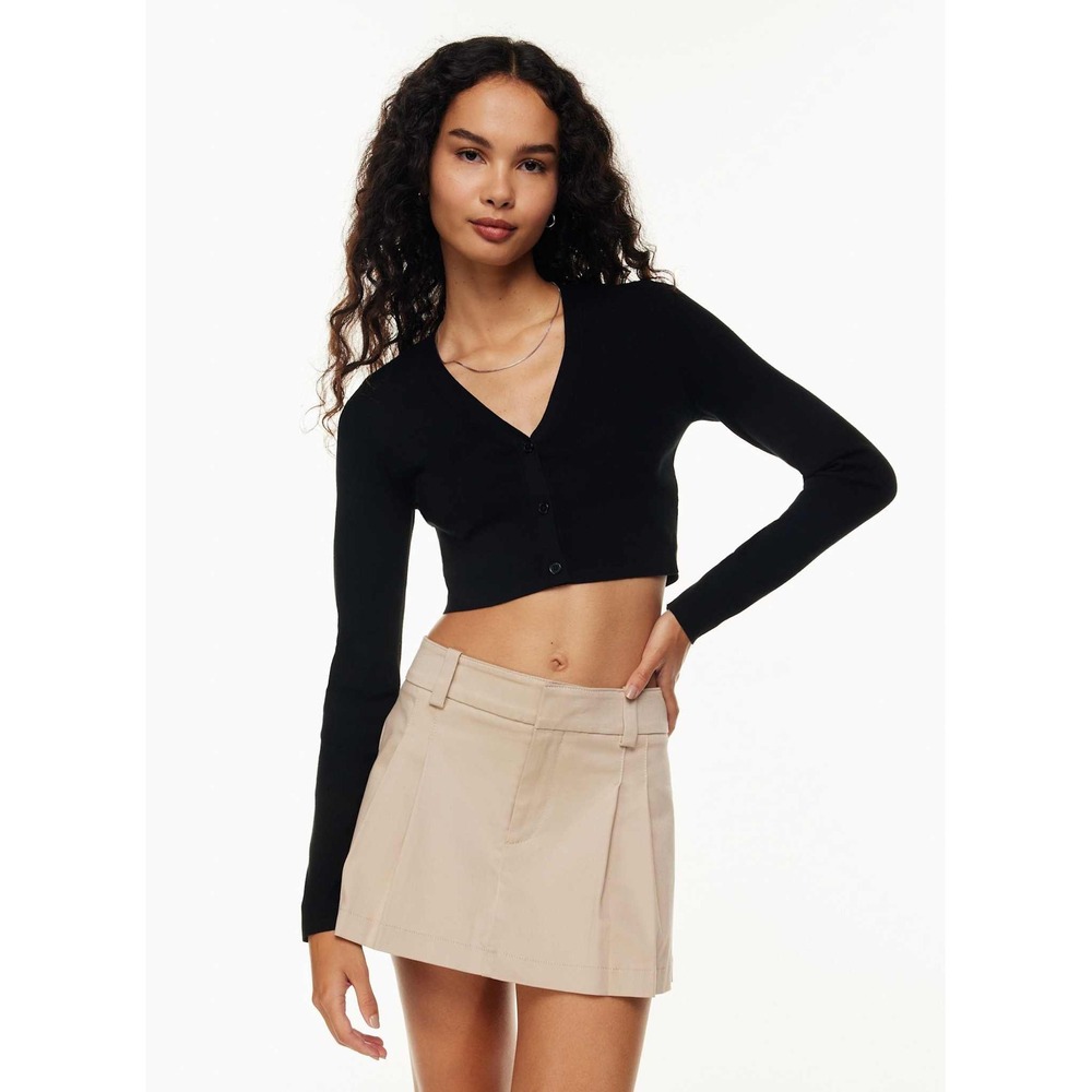 Aritzia Sunday Best Black Cropped Cardigan V-Neck Long Sleeve Sweater Size S